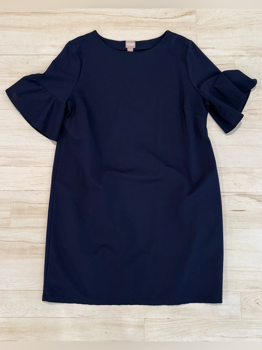 Chico's Navy Ruffle-Sleeve Shift Chico’s Size 3 or XL